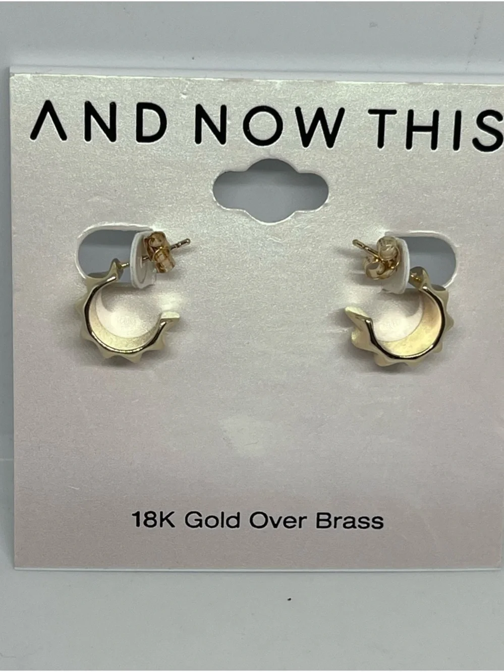 And Now This 18K Gold Over Brass Chunky Wave Hoop Stud Earrings - Gold - Picture 3 of 3